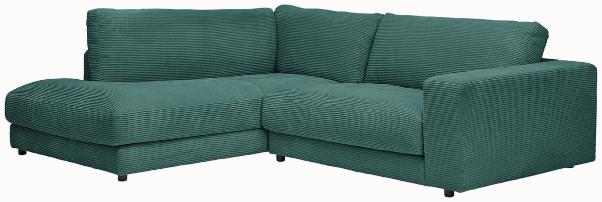 ECKSOFA in Cord Grün  - Schwarz/Grün, Design, Kunststoff/Textil (224/265cm) - Hom`in