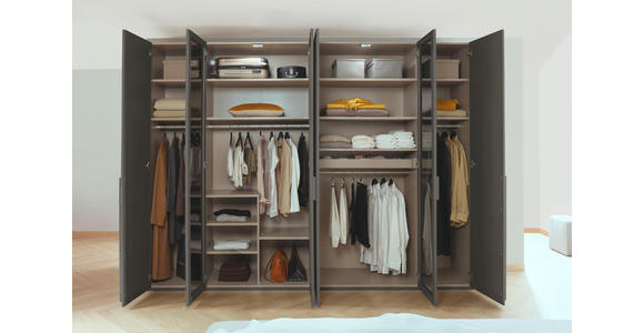 DREHTÜRENSCHRANK 301/235/60 cm 6-türig Graphitfarben - Graphitfarben/Grau, Trend, Glas/Holzwerkstoff (301/235/60cm) - Novel