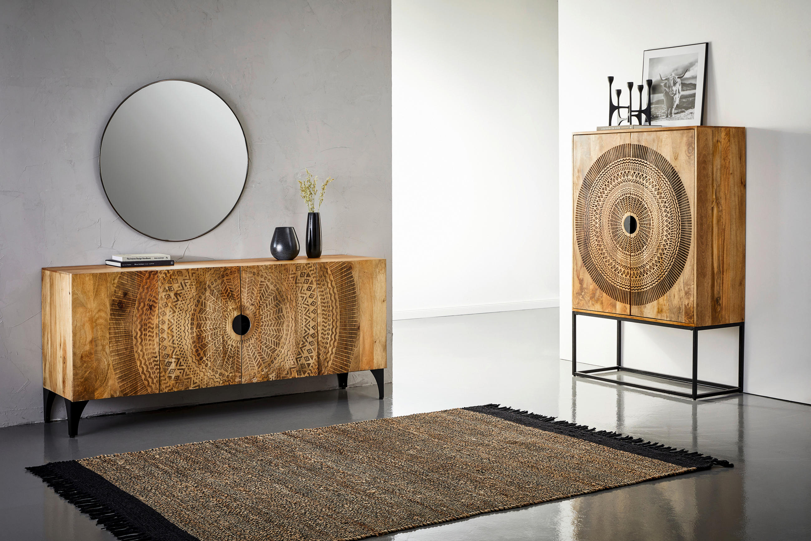 HIGHBOARD  in 100/150/40 cm  - Schwarz/Naturfarben, Design, Holz/Metall (100/150/40cm) - Landscape
