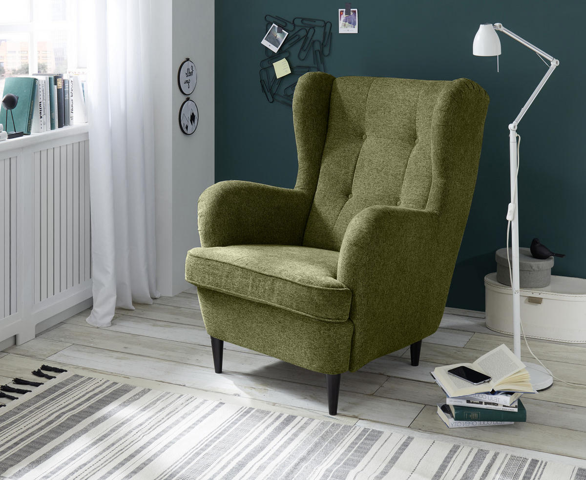 OHRENSESSEL Webstoff Olivgrün  - Schwarz/Olivgrün, Basics, Textil (78/102/98cm) - MID.YOU