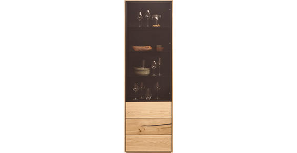 VITRINE  in furniert Wildeiche Schwarz, Eichefarben - Eichefarben/Schwarz, Natur, Glas/Holz (60/192/40cm) - Waldwelt