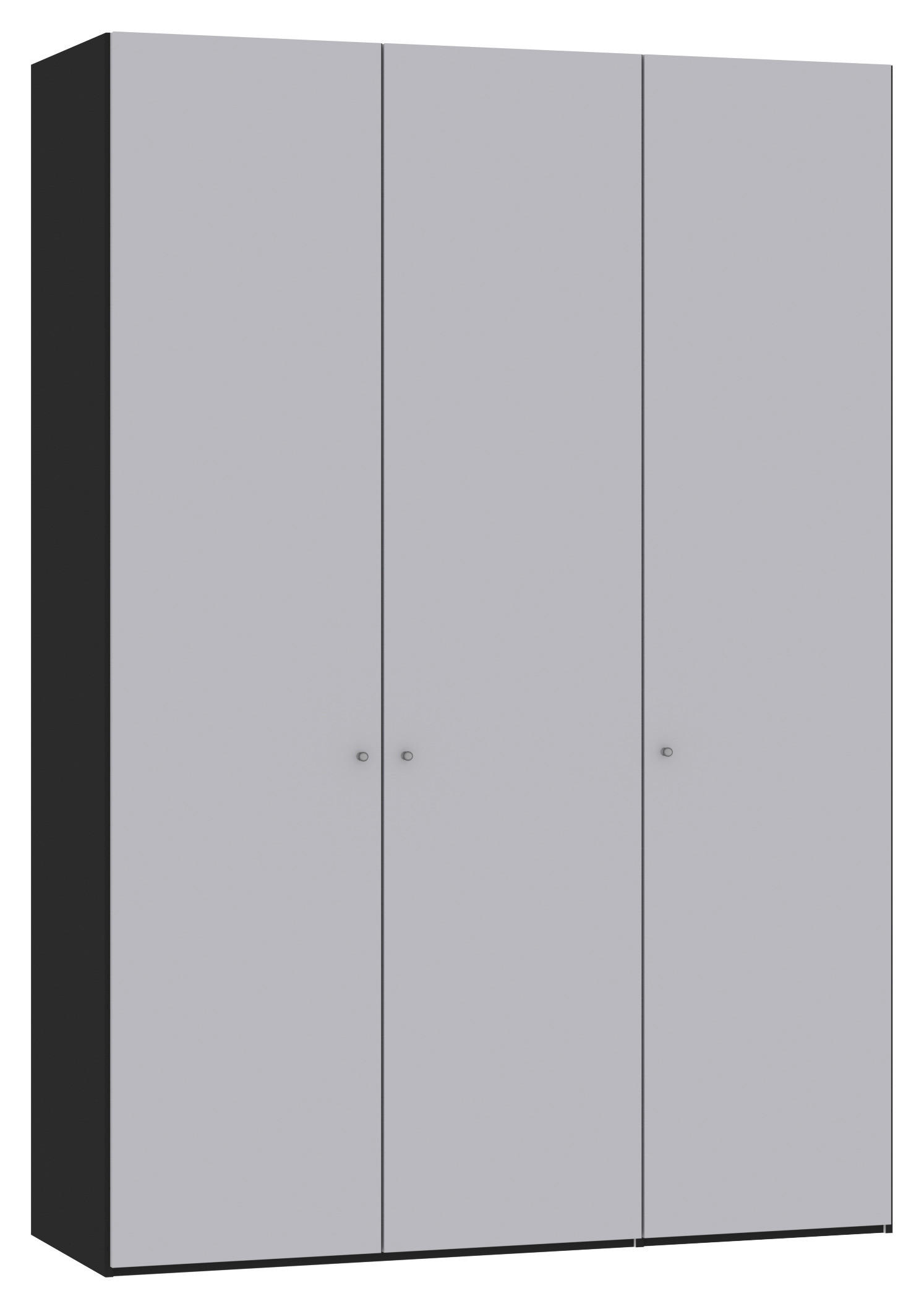 DREHTÜRENSCHRANK 153/220/59 cm,  in Schwarz, Hellgrau, 3-türig  - Silberfarben/Hellgrau, Design, Glas/Holzwerkstoff (153/220/59cm) - Jutzler