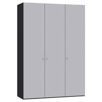 DREHTÜRENSCHRANK  in Schwarz, Hellgrau  - Silberfarben/Hellgrau, Design, Glas/Holzwerkstoff (153/220/59cm) - Jutzler