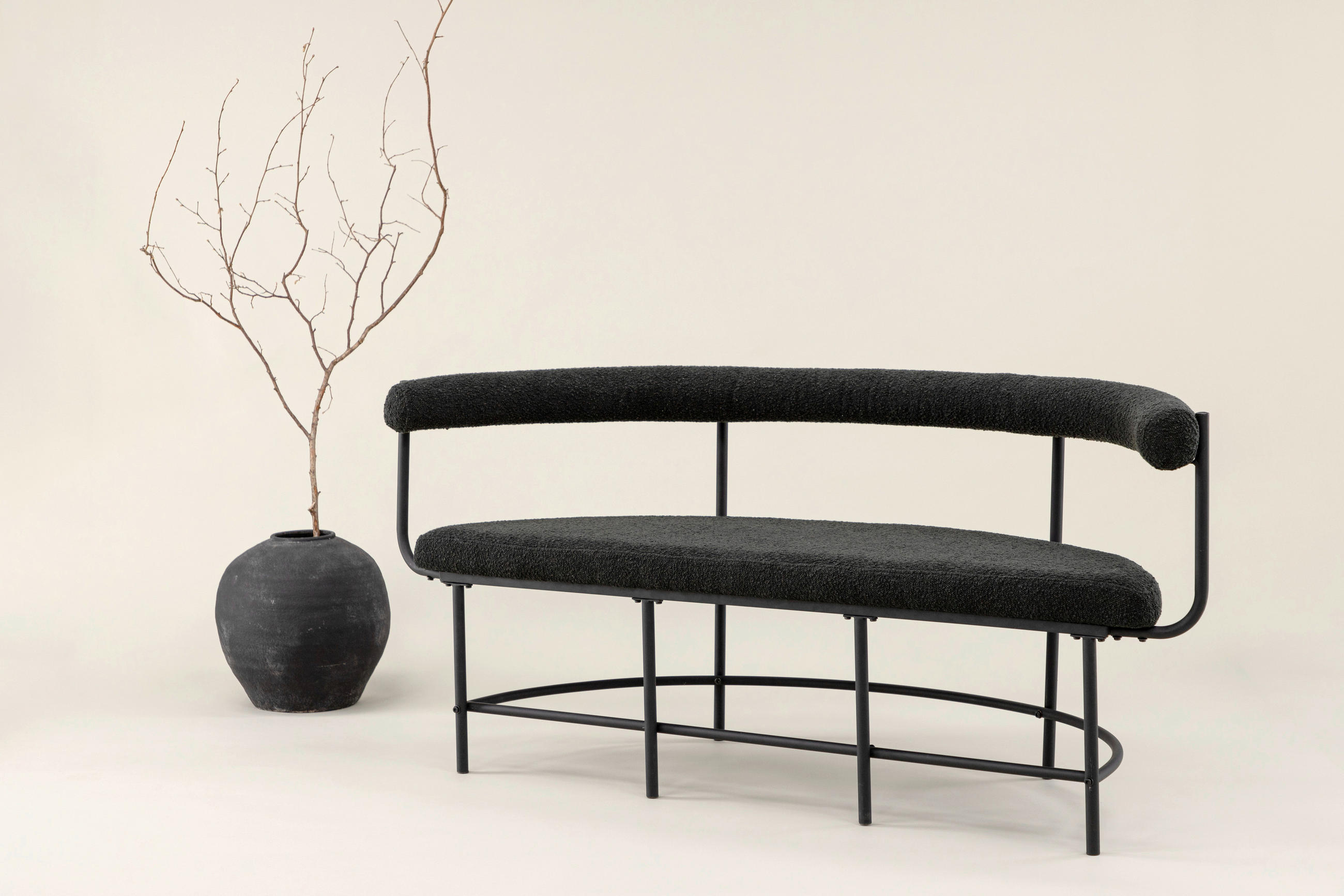 SITTBÄNK i metall, textil svart  - svart, Design, metall/textil (165/75/51cm) - Livetastic