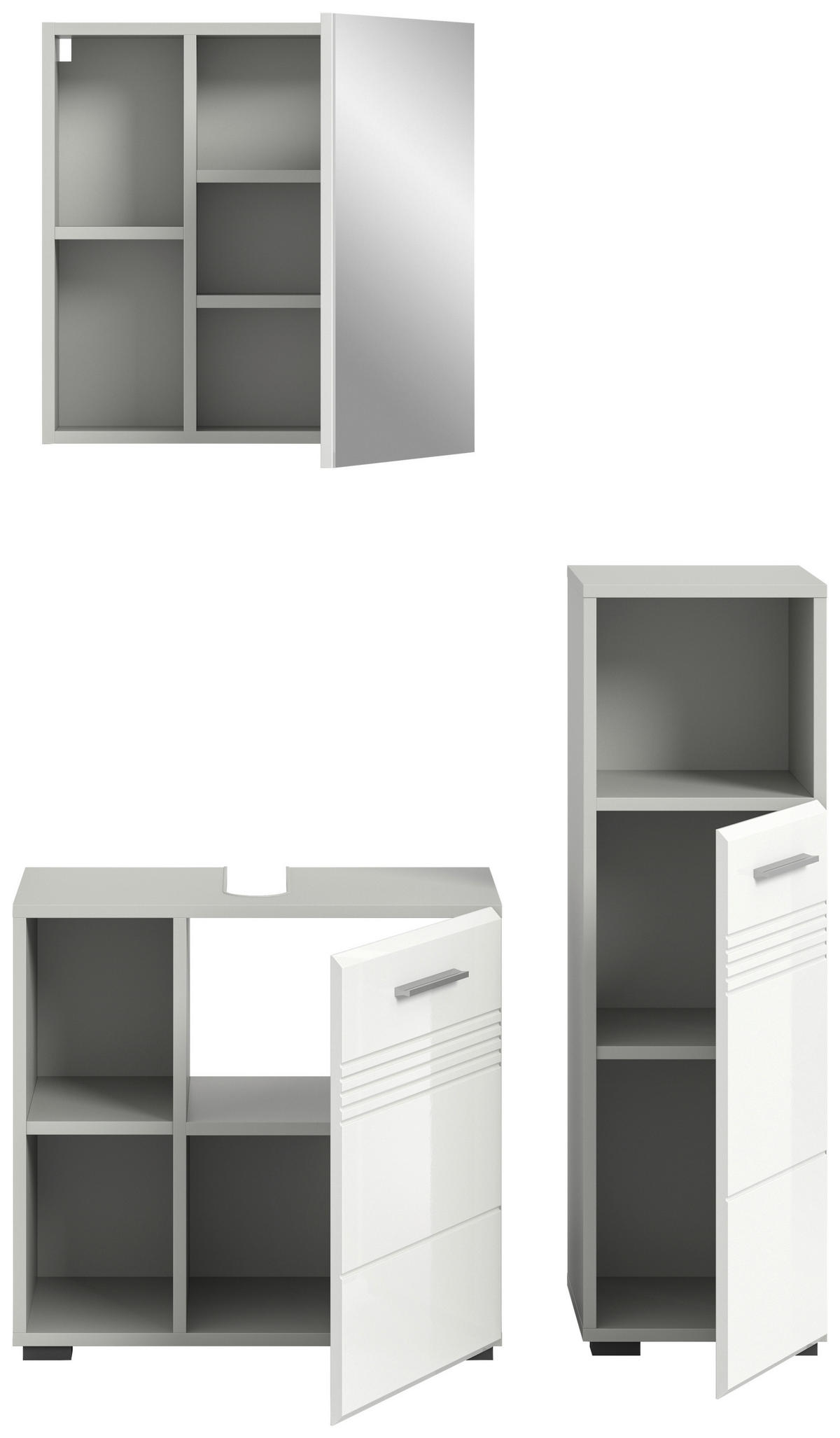 KOUPELNA šedá, vysoce lesklá bílá  - šedá/černá, Moderní, kompozitní dřevo/plast (90cm) - MID.YOU