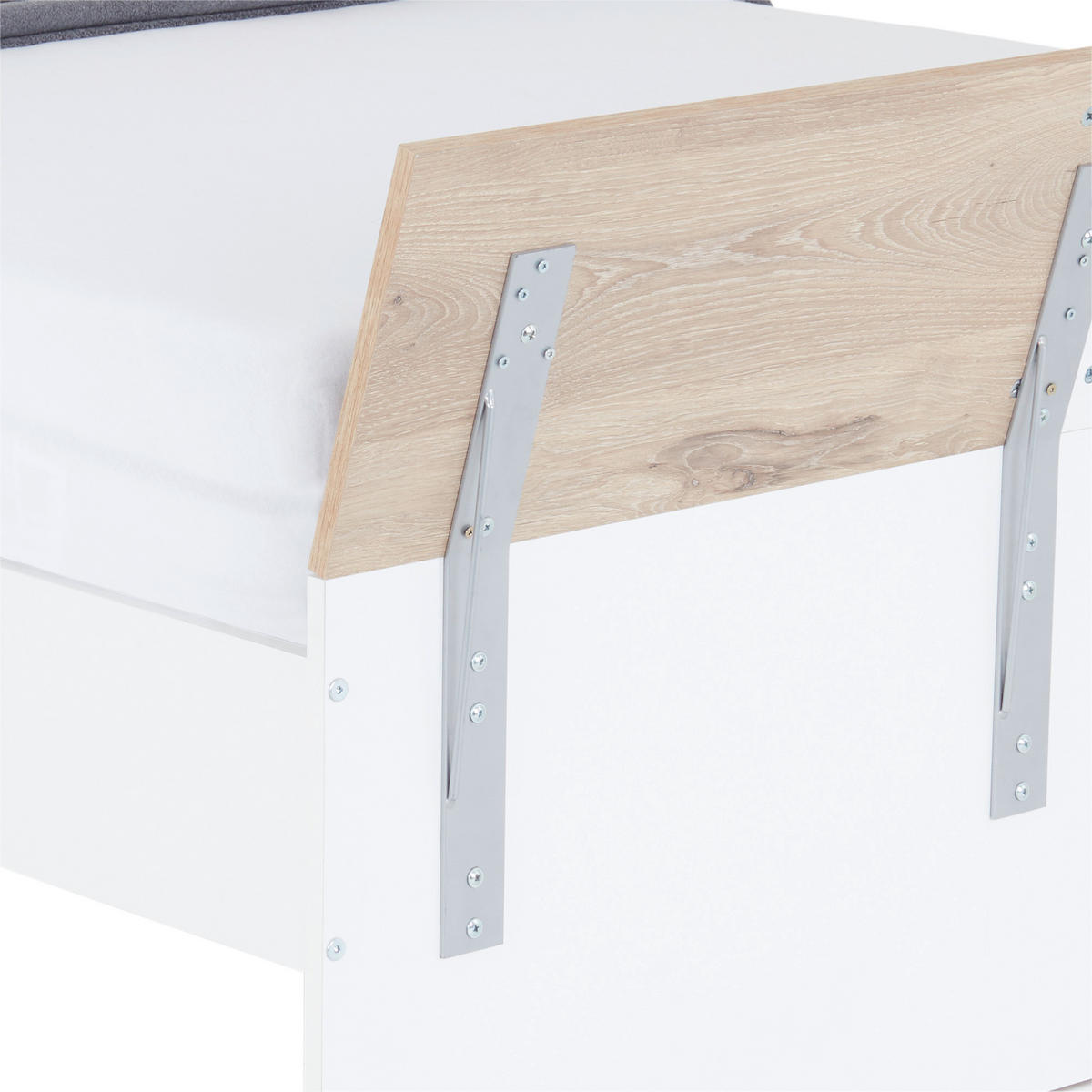 BETT 120/200 cm  in Weiß, Eichefarben  - Eichefarben/Weiß, KONVENTIONELL (120/200cm) - MID.YOU