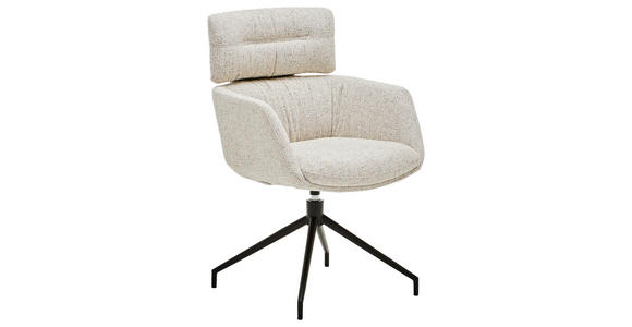 ARMLEHNSTUHL in Eisen Webstoff - Beige/Schwarz, Design, Textil/Metall (62/92/65cm) - Dieter Knoll