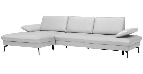 ECKSOFA in Echtleder Weiß  - Schwarz/Weiß, Design, Leder/Metall (157/325cm) - Dieter Knoll