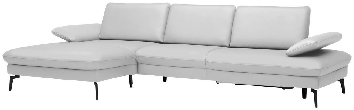ECKSOFA in Echtleder Weiss  - Weiss/Schwarz, Design, Leder/Metall (157/325cm) - Dieter Knoll