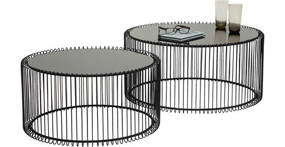 BEISTELLTISCHSET in Metall, Glas 60-69,5/60-69,5/30,5-33,5 cm - Schwarz, LIFESTYLE, Glas/Metall (60-69,5/60-69,5/30,5-33,5cm) - Ambia Home