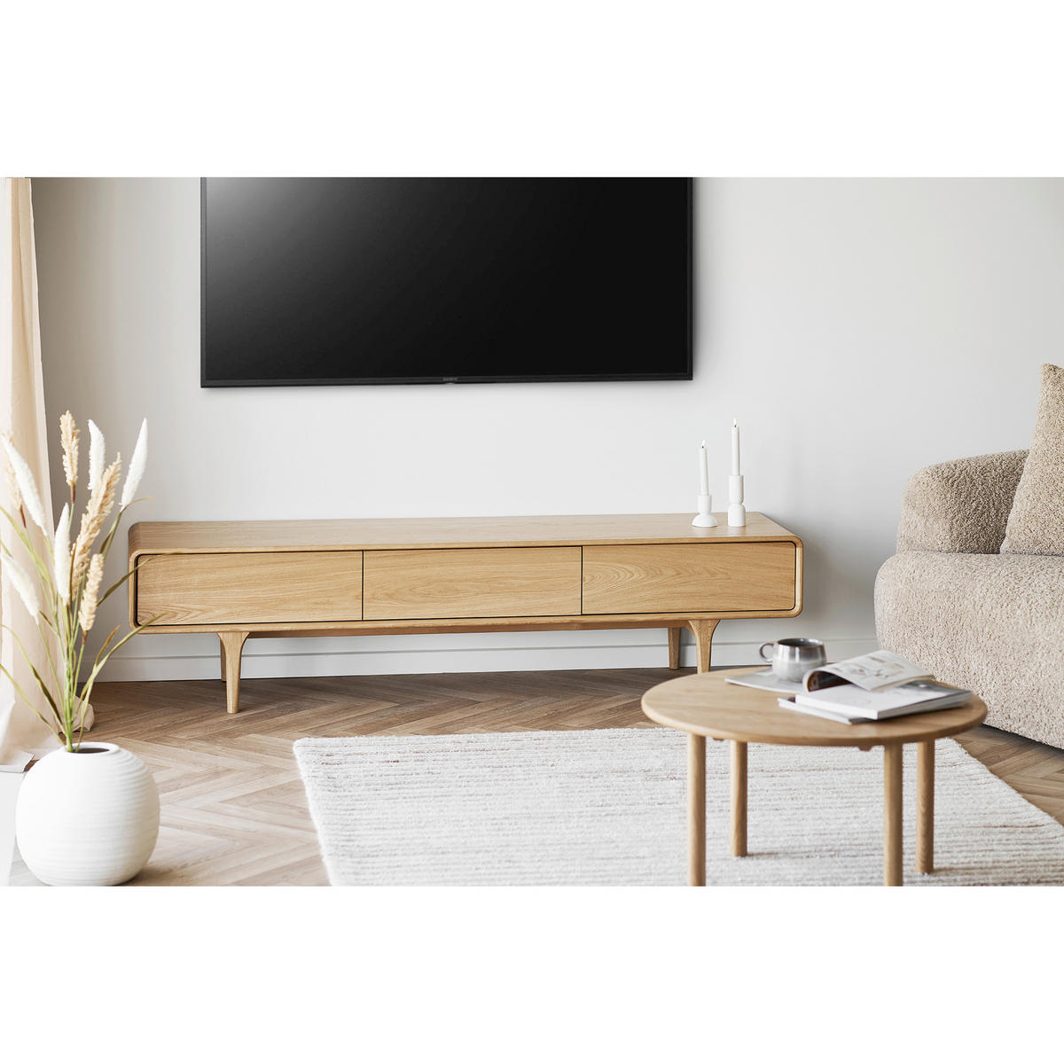 BEISTELLTISCH 70/70/40 cm Eiche massiv Eichefarben rund  - Eichefarben, Basics, Holz (70/70/40cm)