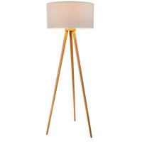 GOLVLAMPA STABILO 50/150 cm    - vit/askfärgad, Natur, trä/textil (50/150cm) - Globo