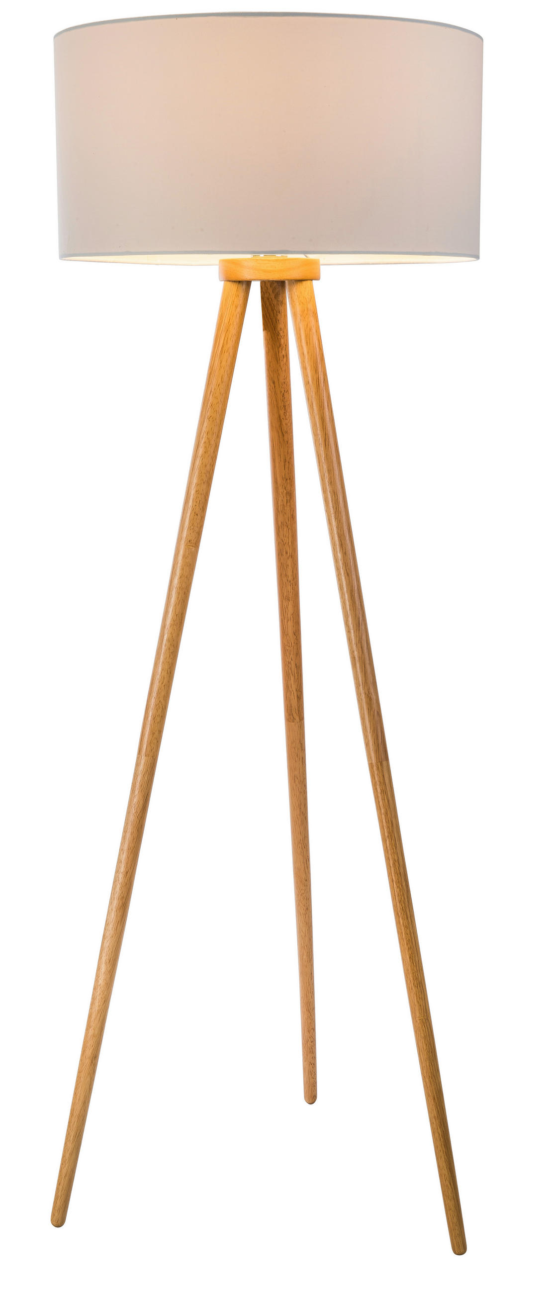 GOLVLAMPA STABILO 50/150 cm    - vit/askfärgad, Natur, trä/textil (50/150cm) - Globo