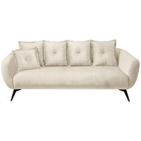 3-SITZER-SOFA in Velours Beige, Schwarz  - Beige/Schwarz, Modern, Textil/Metall (236/94/103cm) - Livetastic