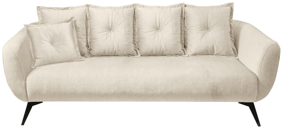 3-SITZER-SOFA in Velours Beige, Schwarz  - Beige/Schwarz, Modern, Textil/Metall (236/94/103cm) - Livetastic