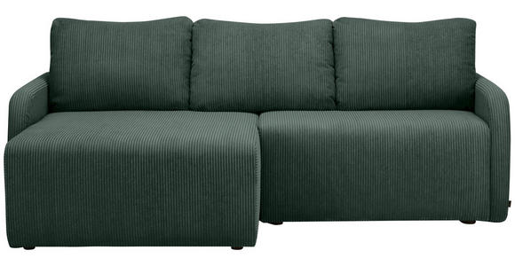 ECKSOFA  in Cord Dunkelgrün  - Dunkelgrün/Schwarz, KONVENTIONELL, Kunststoff/Textil (217/146cm) - Carryhome
