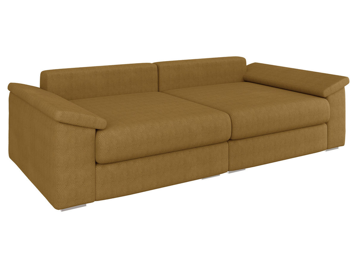 BIGSOFA TERMINI Velours, Webstoff Gelb  - Gelb/Beige, Design, Holz/Textil (260/98/123cm) - MID.YOU