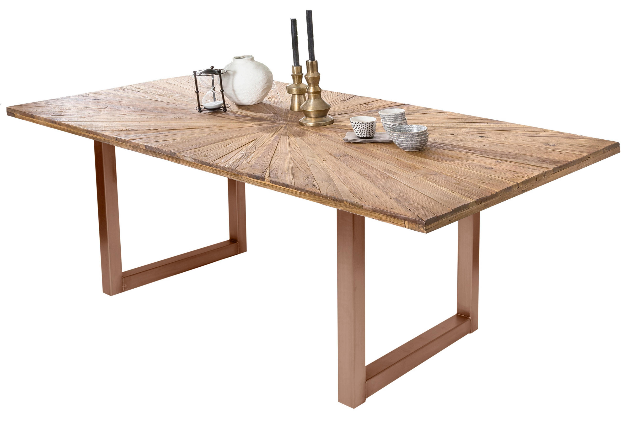 ESSTISCH 160/90/78 cm Echtholz  Holz, Metall rechteckig Braun, Naturfarben  - Braun/Naturfarben, MODERN, Holz/Metall (160/90/78cm) - MID.YOU