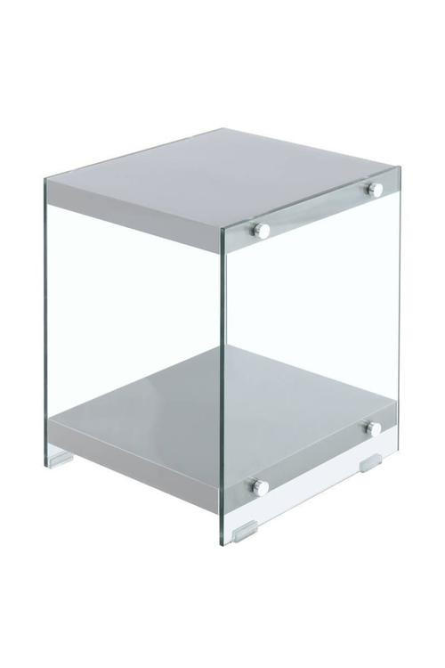 BEISTELLTISCH in Glas, Holzwerkstoff 35/35/45 cm  - Klar/Grau, Basics, Glas/Holzwerkstoff (35/35/45cm) - Kayoom