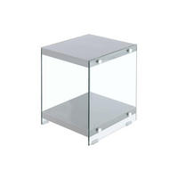 BEISTELLTISCH in Glas, Holzwerkstoff 35/35/45 cm  - Klar/Grau, Basics, Glas/Holzwerkstoff (35/35/45cm) - Kayoom