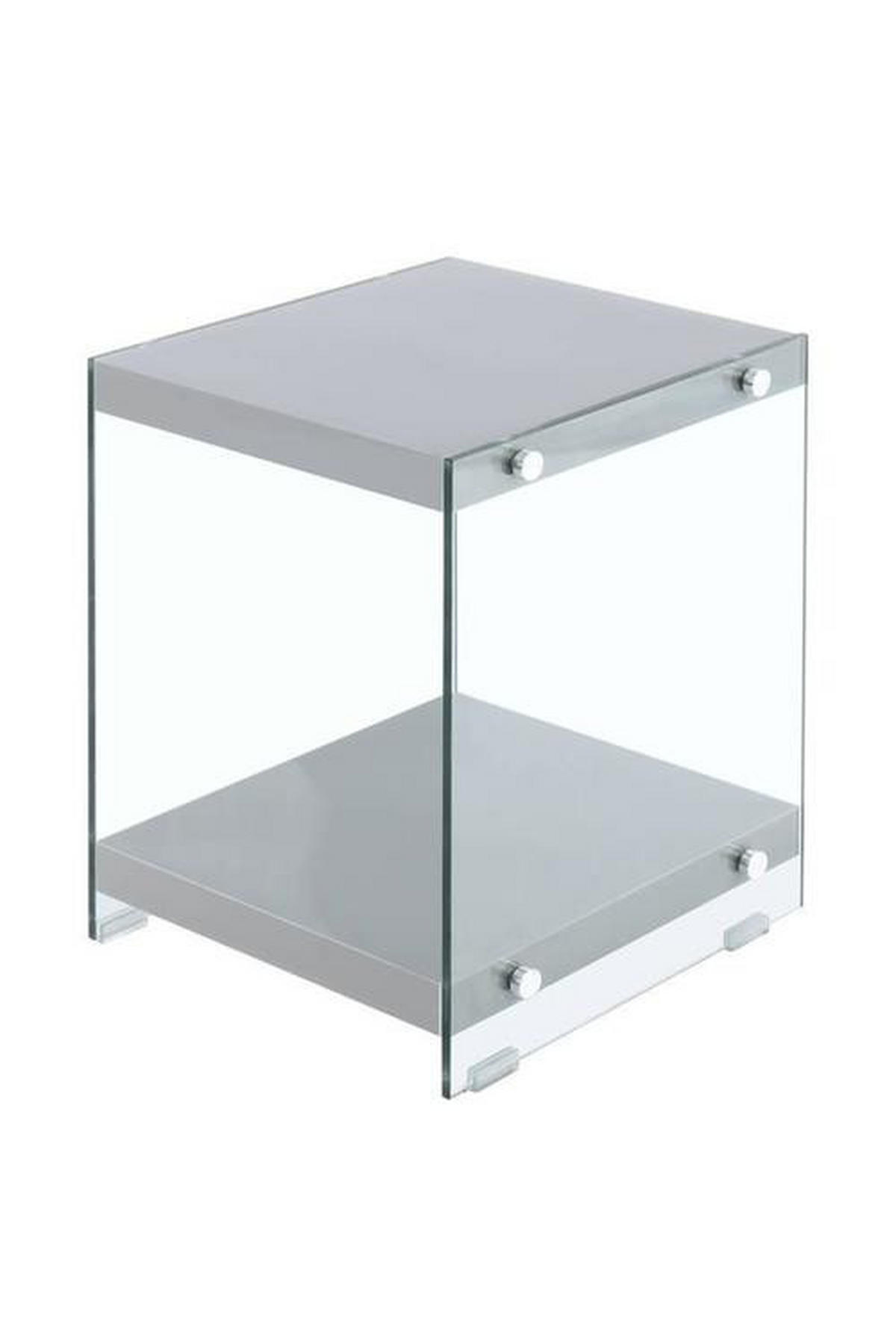 BEISTELLTISCH in Glas, Holzwerkstoff 35/35/45 cm  - Klar/Grau, Basics, Glas/Holzwerkstoff (35/35/45cm) - Kayoom