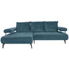 ECKSOFA in Webstoff Blau  180/266 cm  - Blau/Schwarz, Design, Textil/Metall (180/266cm) - Welnova
