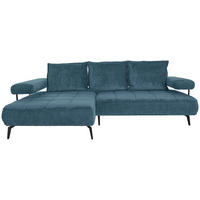 ECKSOFA in Webstoff Blau  - Blau/Schwarz, Design, Textil/Metall (180/266cm) - Welnova