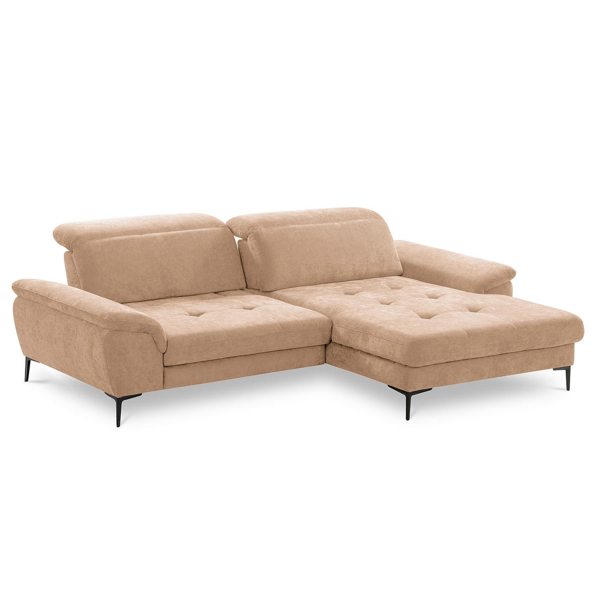 ECKSOFA  Webstoff Rotbraun  - Rotbraun/Schwarz, Design, Textil/Metall (268/195cm) - Livetastic