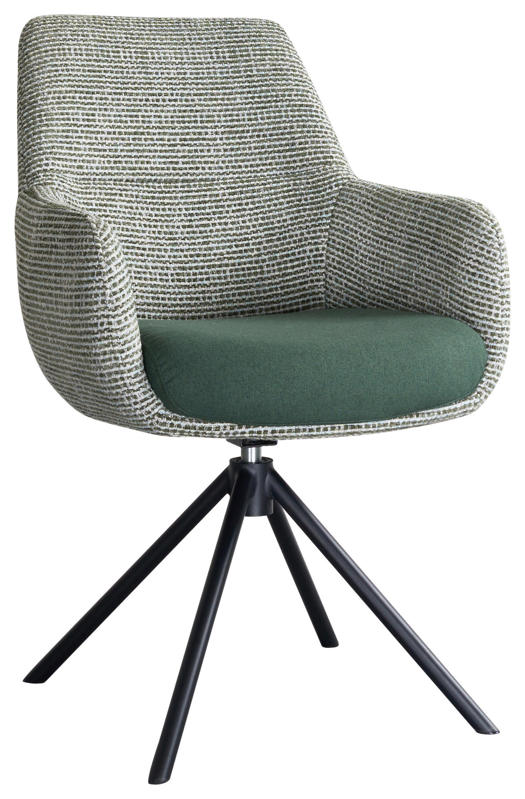 ARMLEHNSTUHL  Stoffauswahl, Sitzfläche 360° drehbar Webstoff  - Schwarz/Grün, Design, Textil/Metall (59/91/69cm) - Novel