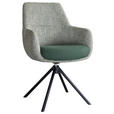 ARMLEHNSTUHL  Stoffauswahl, Sitzfläche 360° drehbar Webstoff  - Schwarz/Grün, Design, Textil/Metall (59/91/69cm) - Novel