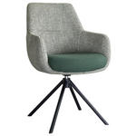 ARMLEHNSTUHL  Stoffauswahl, Sitzfläche 360° drehbar Webstoff  - Schwarz/Grün, Design, Textil/Metall (59/91/69cm) - Novel