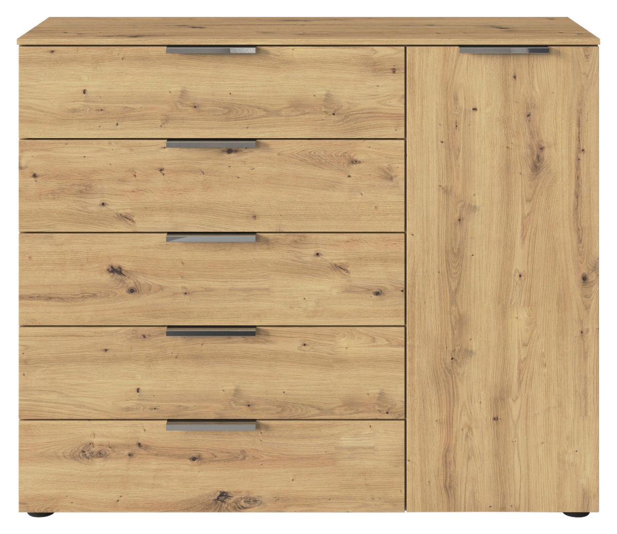 KOMMODE 120/100/42 cm  in Eiche Artisan, Chromfarben  - Chromfarben/Schwarz, Modern, Holzwerkstoff/Kunststoff (120/100/42cm) - Rauch Möbel