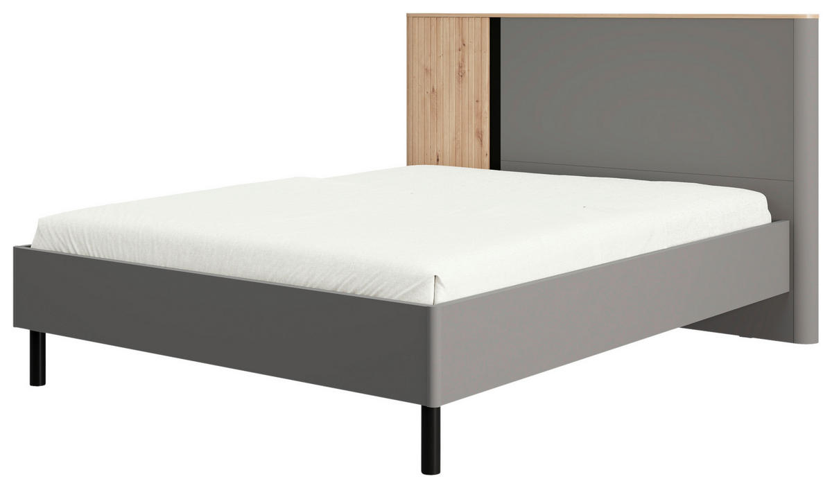 BETT 180/200 cm,  in Graphitfarben, Schwarz, Eiche Artisan,  - Graphitfarben/Schwarz, MODERN, Metall (180/200cm) - MID.YOU