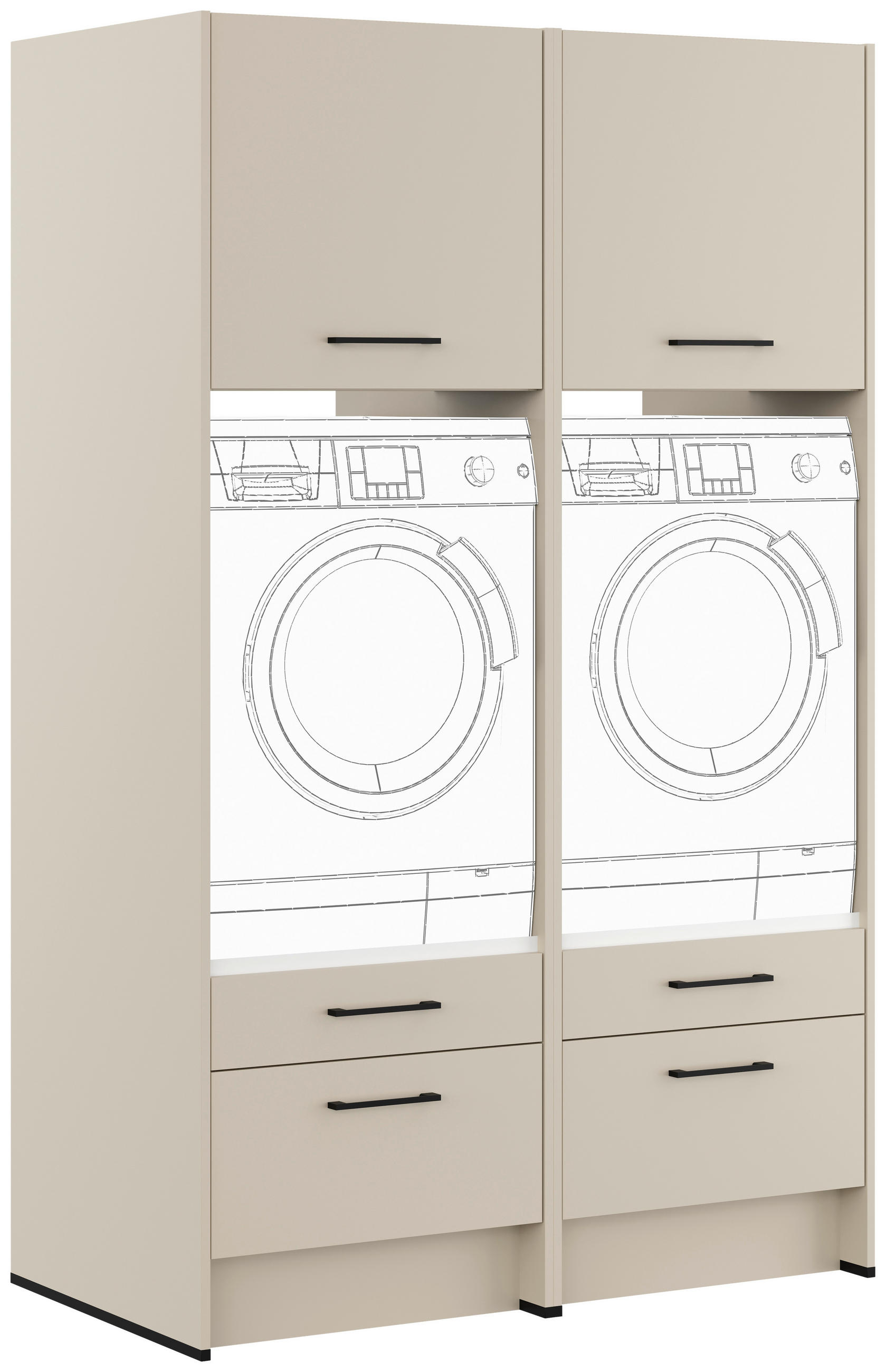 WASCHMASCHINENSCHRANK 126,4/206,2/68,5 cm  in Hellgrau  - Hellgrau/Schwarz, Basics, Holzwerkstoff/Metall (126,4/206,2/68,5cm) - Impuls