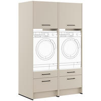 WASCHMASCHINENSCHRANK 126,4/206,2/68,5 cm Hellgrau  - Hellgrau/Schwarz, Basics, Holzwerkstoff/Metall (126,4/206,2/68,5cm) - Impuls