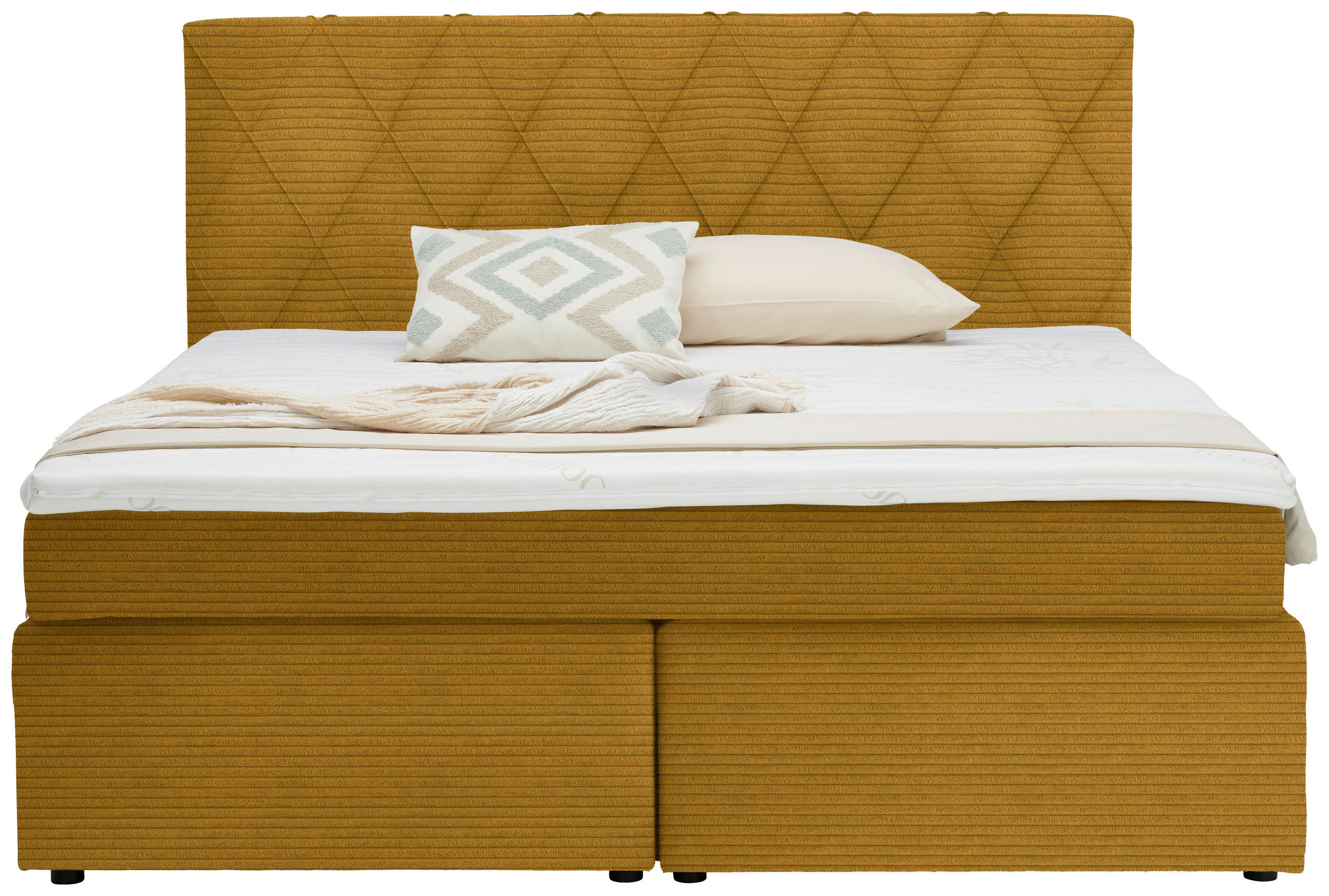 BOXSPRINGBETT 160/200 cm  in Senfgelb  - Senfgelb/Schwarz, Design, Holzwerkstoff/Kunststoff (160/200cm) - Xora