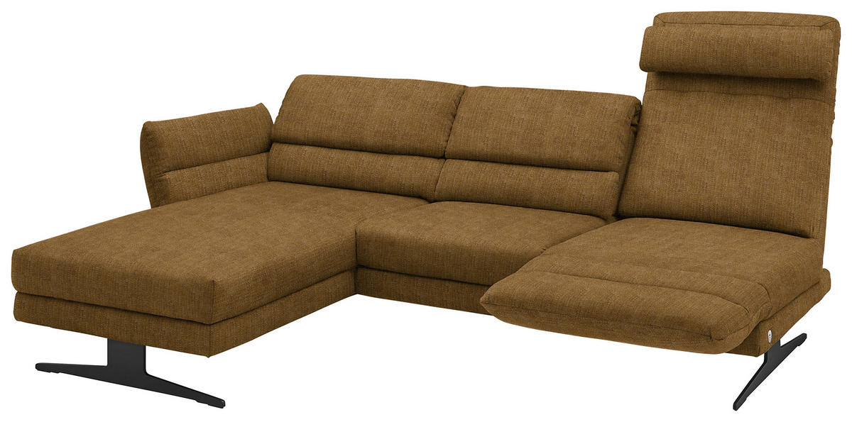ECKSOFA in Flachgewebe Goldfarben  - Goldfarben/Schwarz, Design, Textil/Metall (176-217/279-327cm) - Dieter Knoll