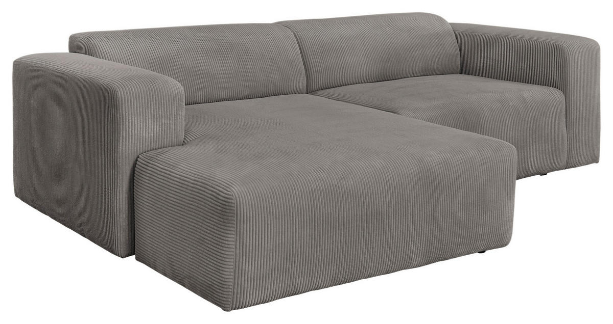 ECKSOFA BASMA in Cord Mokka  175/298 cm  - Schwarz/Mokka, Design, Kunststoff/Textil (175/298cm) - P & B