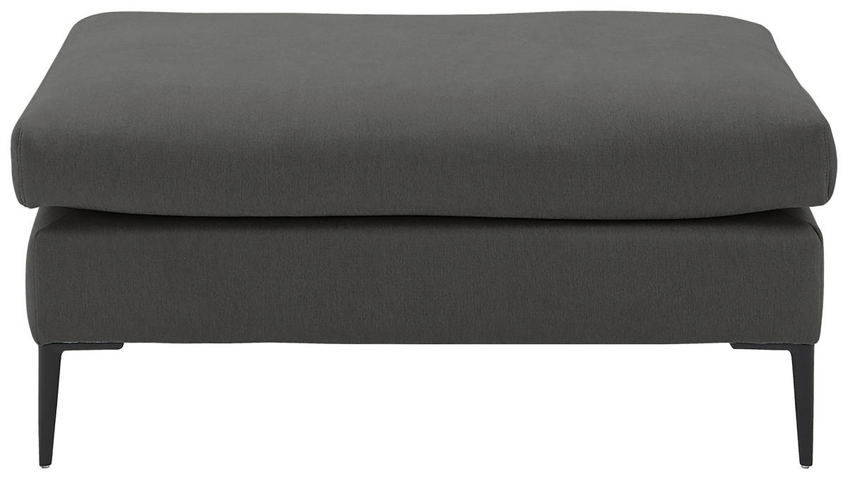 HOCKER in Textil Dunkelgrau  - Dunkelgrau/Schwarz, Modern, Textil/Metall (100/43/69cm) - Trendmanufaktur