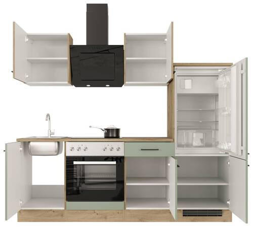 KUCHYNSKÁ LINKA CARA - čierna/zelená, Modern, kov/kompozitné drevo (220cm) - FlexWell