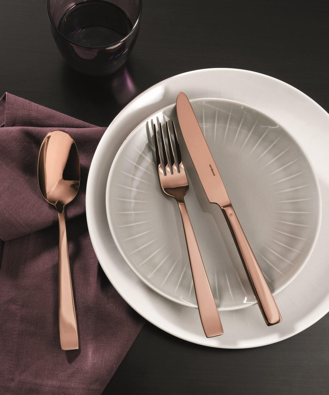 BESTECKSET Flat Kupfer 30-teilig Edelstahl  - Kupferfarben, Basics, Metall - Sambonet