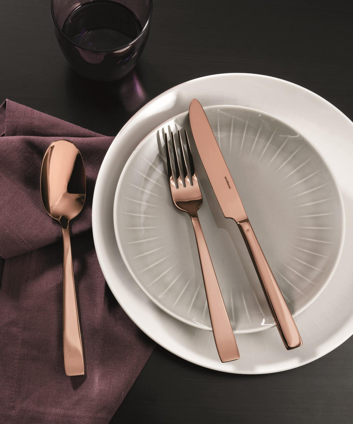 BESTECKSET Flat Kupfer 30-teilig Edelstahl  - Kupferfarben, Basics, Metall - Sambonet