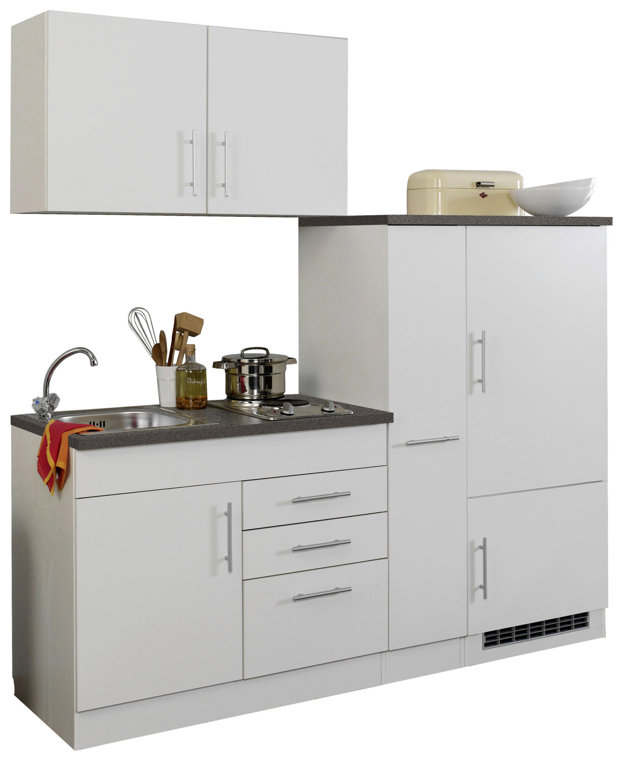 KÜCHENBLOCK 190 cm   in Weiss  - Chromfarben/Weiss, Modern, Holzwerkstoff/Metall (190cm) - Held