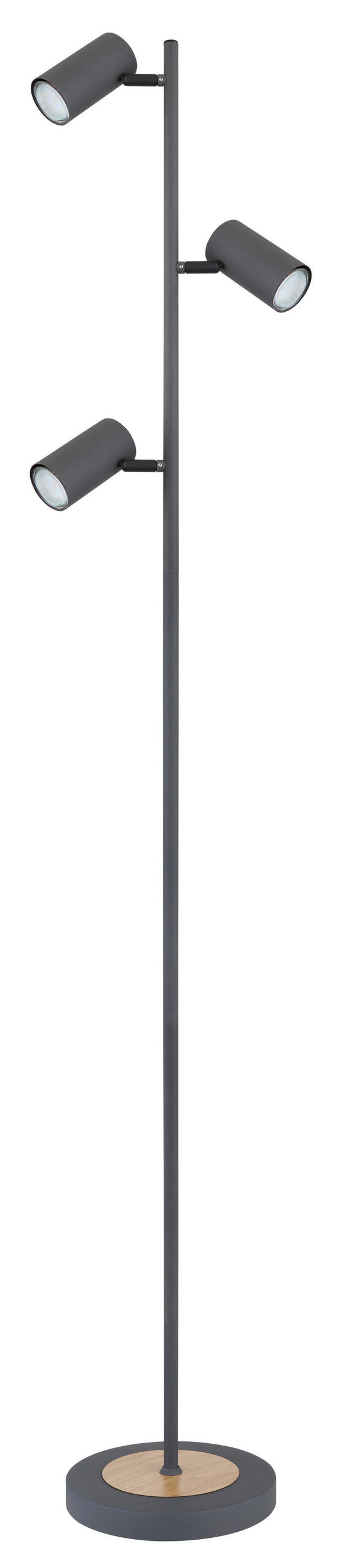 STEHLEUCHTE - Graphitfarben/Naturfarben, Design, Metall (25/23/154cm) - Globo