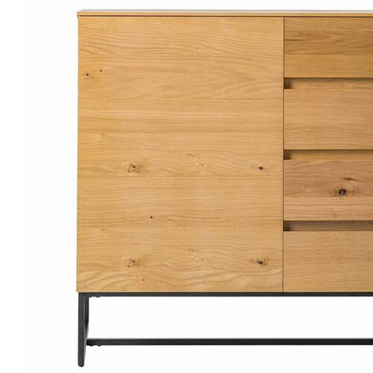 SIDEBOARD 165/86/40 cm  - svart/ekfärgad, Klassisk, metall/trämaterial (165/86/40cm) - home24