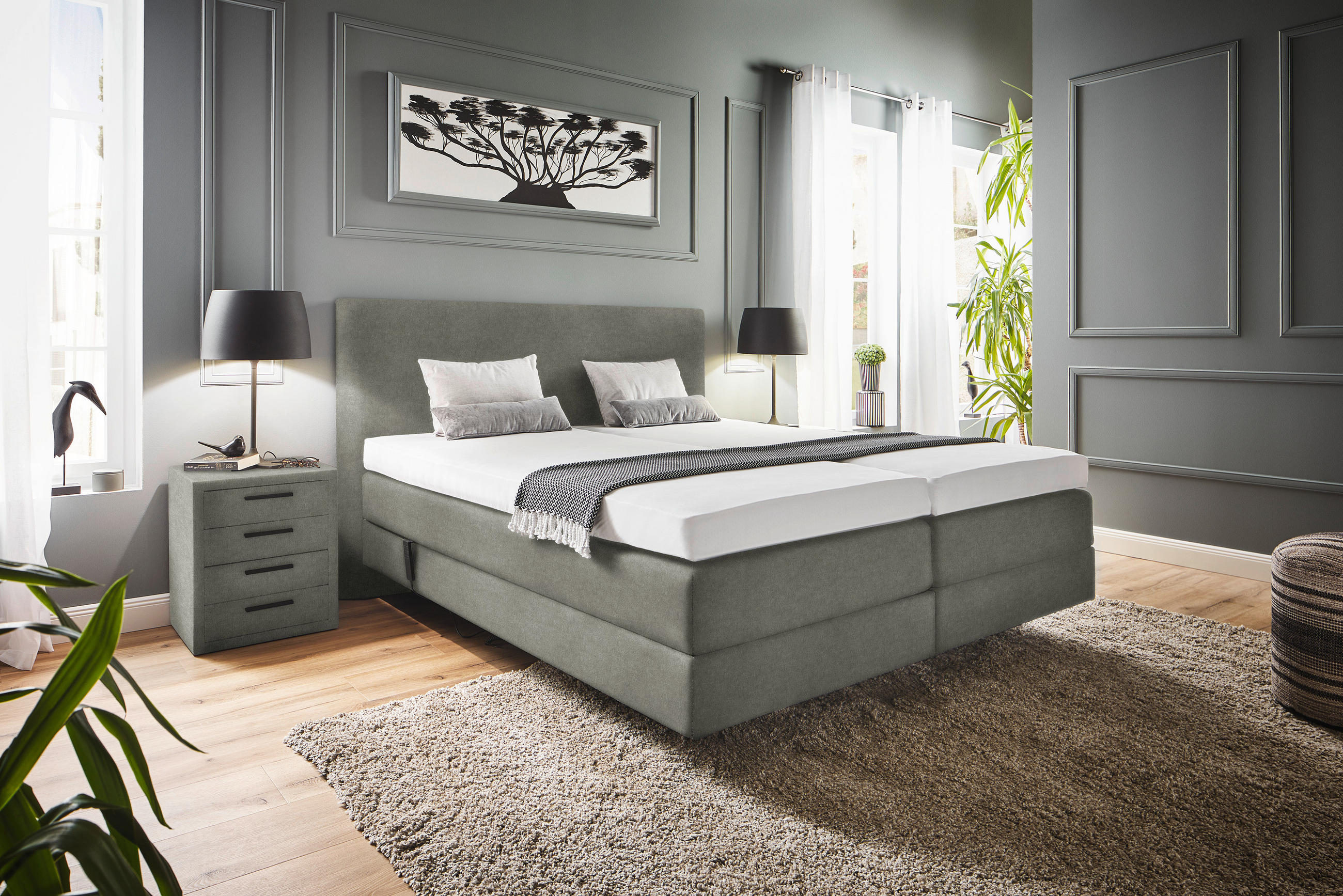 BOXSPRINGBETT 180/200 cm  in Grau  - Grau, KONVENTIONELL, Holz/Textil (180/200cm) - Dieter Knoll