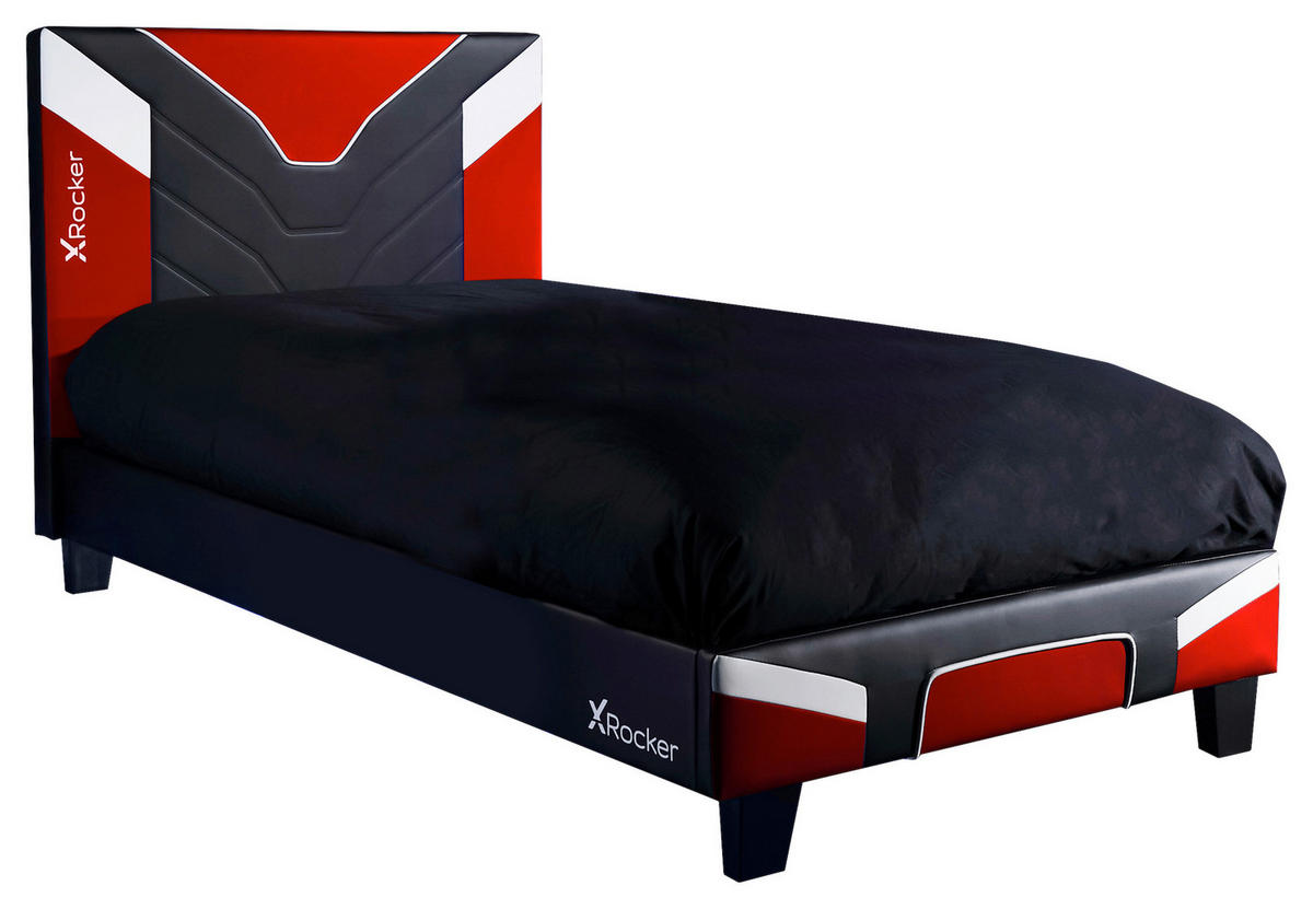 BETT 90/190 cm,  in Rot, Schwarz, Weiß  - Rot/Schwarz, MODERN, Holzwerkstoff/Kunststoff (90/190cm) - X Rocker