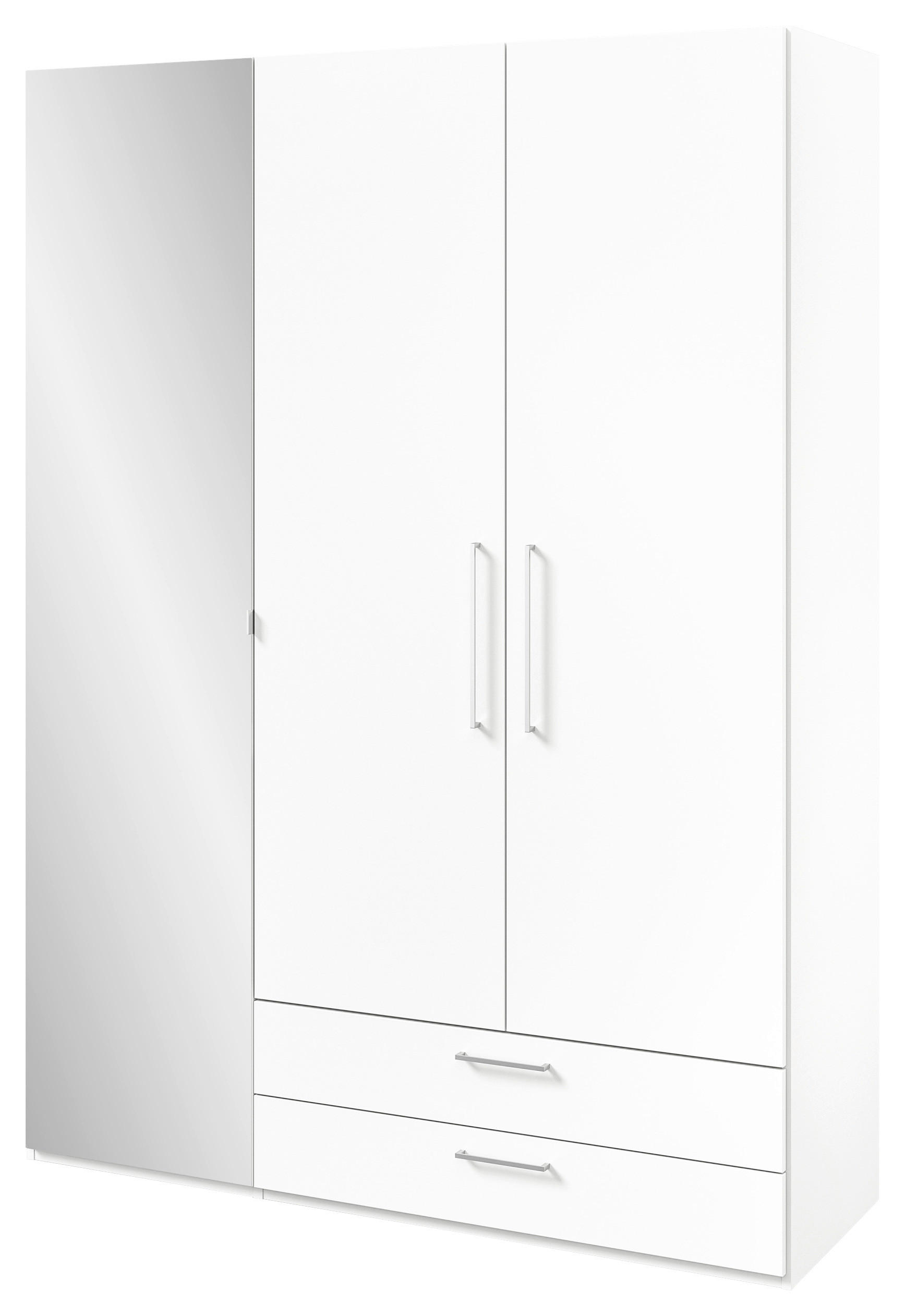 KLEIDERSCHRANK 3-türig Weiß  - Edelstahlfarben/Weiß, Design, Glas/Holzwerkstoff (151,3/213,6/59,3cm) - Cantus