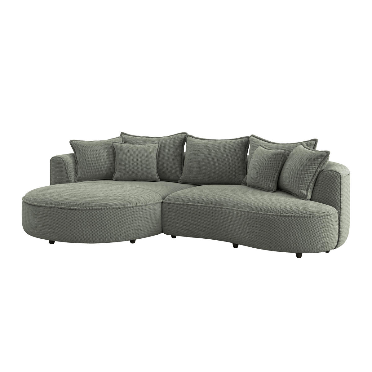 ECKSOFA LEVI Grün Velours, Struktur  - Schwarz/Grün, MODERN, Kunststoff/Textil (168/287cm) - Livetastic