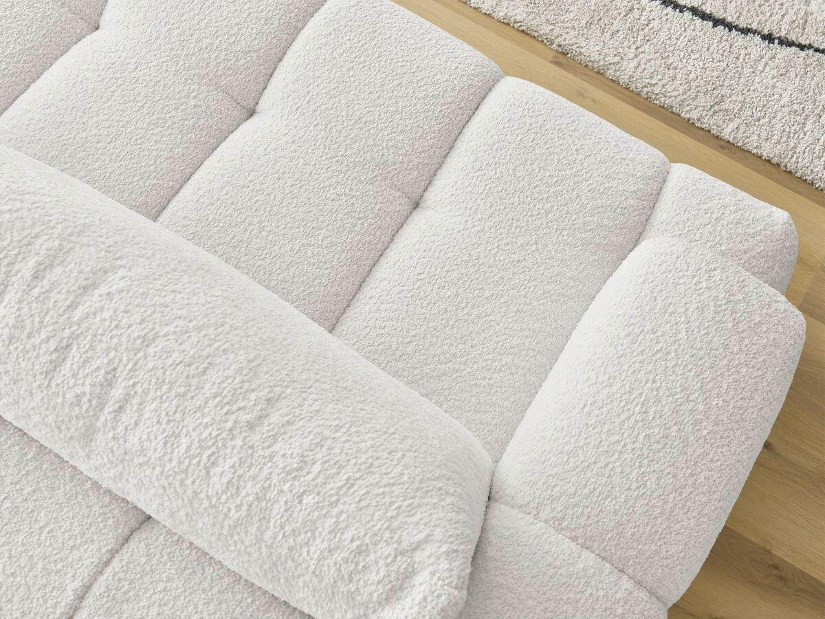 SCHLAFSOFA FUJI Bouclé Weiß  inkl.  - Schwarz/Weiß, MODERN, Kunststoff/Textil (251/113/88cm)